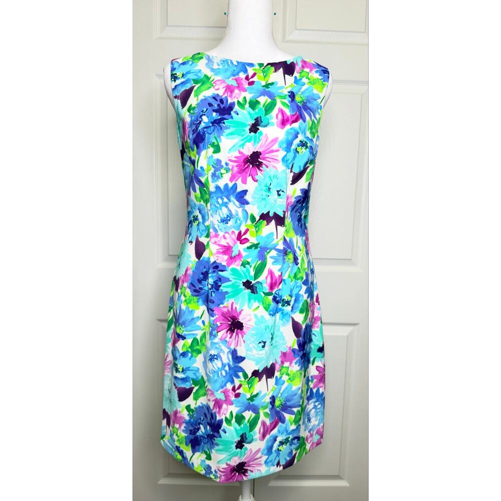 Alyx Women’s Sleeveless Floral Sheath Dress Pink Blue Size 4